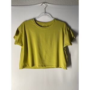 Lululemon Chartreuse Short Sleeve Crop Loose Fit T-shirt Size 6/8 (no tag)